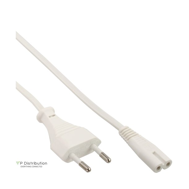 InLine&reg; Power cable, Euro plug to Euro8 plug, white, 0.5m