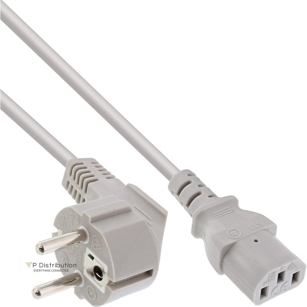 InLine&reg; Power Cable Type F angled to IEC connector grey 2m