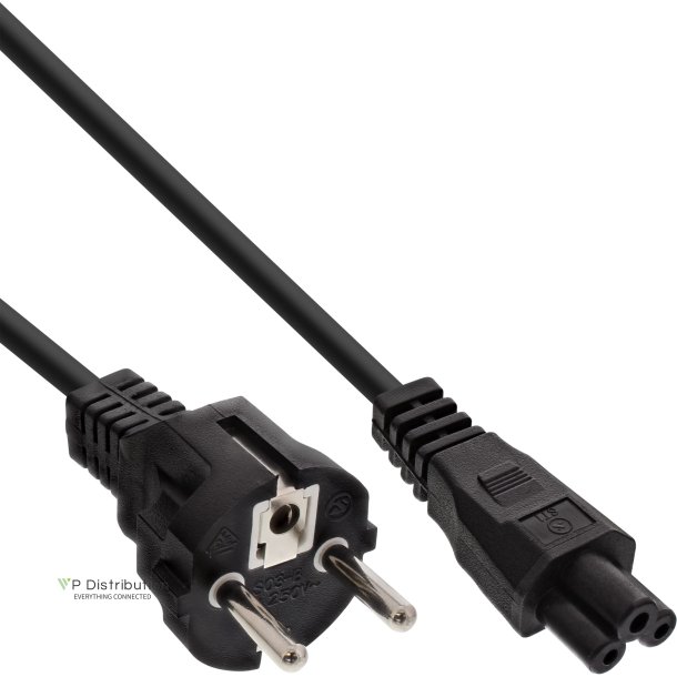 InLine&reg; Power Cable Type F German to "Mikey Mouse" Notebook Plug black 1m