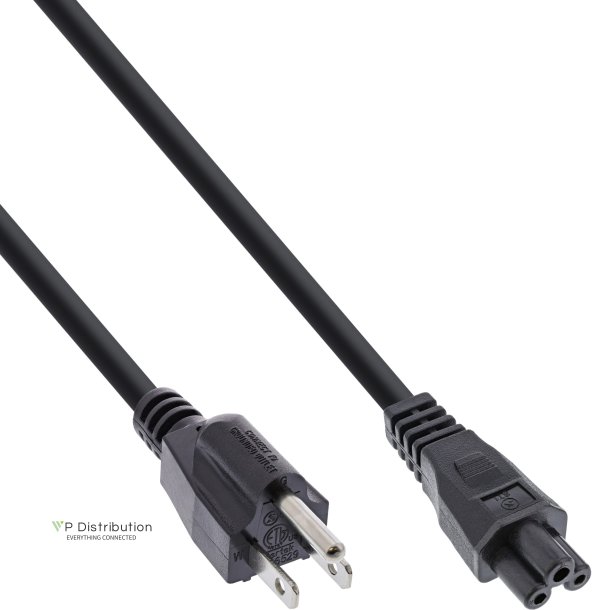 InLine&reg; Power Cable USA / Canada for Notebook black 3x18AWG 2m