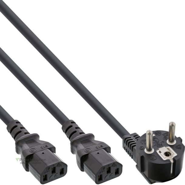 InLine&reg; AC Power Y-Cable German Type F black 1m