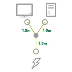 InLine Power Y-Cable German Type F 1x IEC-C14 to 2x IEC-C13 3m