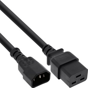 InLine® Power adapter cable, IEC-60320 C14 to C19, 3x1,5mm², max. 10A, black, 1m