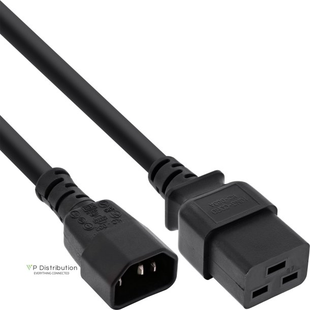 InLine&reg; Power adapter cable, IEC-60320 C14 to C19, 3x1,5mm&sup2;, max. 10A, black, 1m