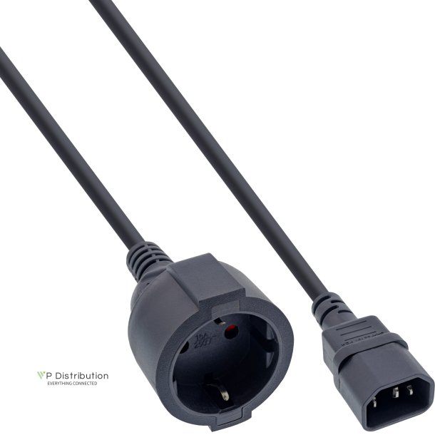 InLine&reg; Power Cable C14 plug to German Type F socket black 1m