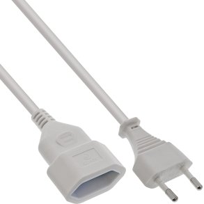 InLine® Euro Type C Plug Power Extension male to female white 3m