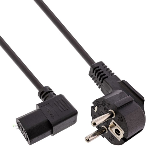 InLine Power Cable Type F German angled to C13 right angled black 3m