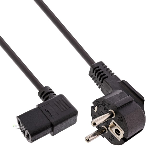 InLine&reg; Power Cable Type F angled to IEC connector left angled 1.8m black