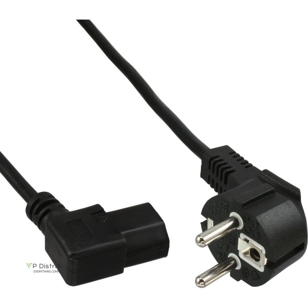 45pcs. Bulk-Pack InLine&reg; Power cable, CEE7/7 angled to IEC-C13 left angled, black, H05VV-F, 3x0.75mm&sup2;, 1m