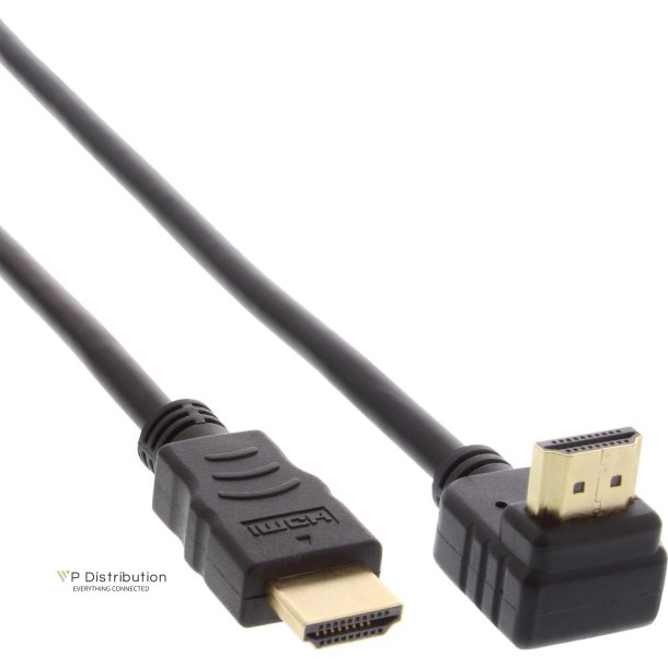 InLine High Speed HDMI Cable with Ethernet angled gold plated 2m