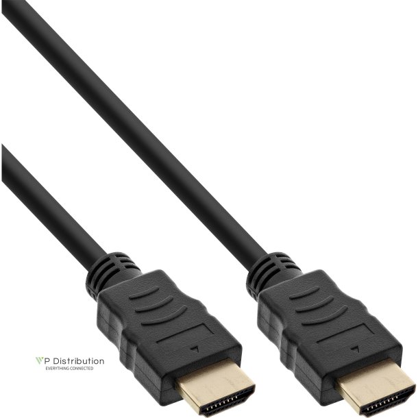 InLine&reg; HDMI High Speed Cable with Ethernet male to male gold plated black 0.5m