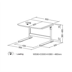 ROLINE Laptop / Mini Printer Table, height adjustable, grey
