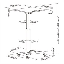 ROLINE PC Standing Workstation, height adjustable, tiltable, white
