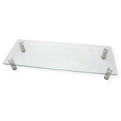 LCD Monitor Stand, Tempered Glass Surface Risers (Square) with adjustable metal feet