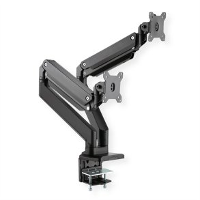 ROLINE Dual LCD Monitor Stand Pneumatic, Desk Clamp, Pivot, max. 15 kg, 5 Joints