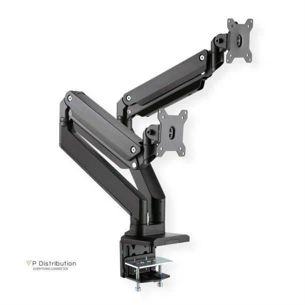 ROLINE Dual LCD Monitor Stand Pneumatic, Desk Clamp, Pivot, max. 15 kg, 5 Joints