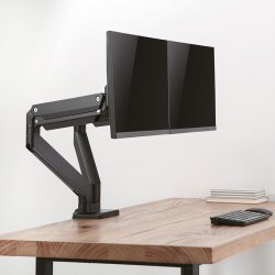 ROLINE Dual LCD Monitor Stand Pneumatic, Desk Clamp, Pivot, max. 15 kg, 5 Joints
