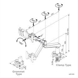 ROLINE LCD Monitor Stand Pneumatic, Desk Clamp, Pivot, 2 Joints