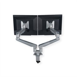 ROLINE Dual LCD Monitor Stand Pneumatic, Desk Clamp, Pivot, 2 Joints