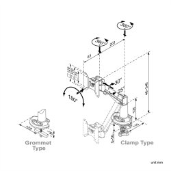 ROLINE LCD Monitor Stand Pneumatic, Desk Clamp, Pivot, 1 Joint