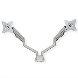 ROLINE Dual LCD Monitor Stand Pneumatic, Desk Clamp, Pivot, 2 Joints, silver