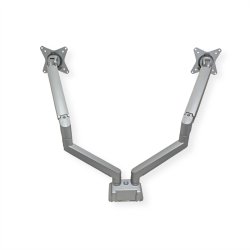 ROLINE Dual LCD Monitor Stand Pneumatic, Desk Clamp, Pivot, 2 Joints, silver