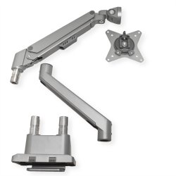 ROLINE Dual LCD Monitor Stand Pneumatic, Desk Clamp, Pivot, 2 Joints, silver
