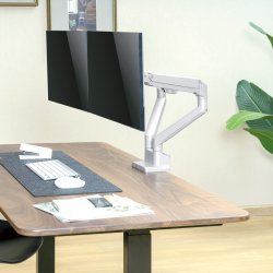 ROLINE Dual LCD Monitor Stand Pneumatic, Desk Clamp, Pivot, 2 Joints, silver