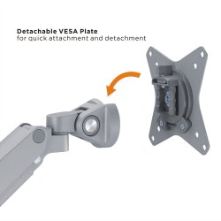 ROLINE Dual LCD Monitor Stand Pneumatic, Desk Clamp, Pivot, 2 Joints, silver