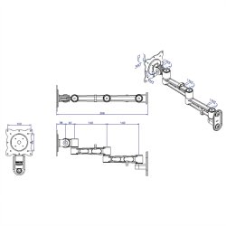 ROLINE LCD Monitor Arm, Wall Mount, 5 Joints, black