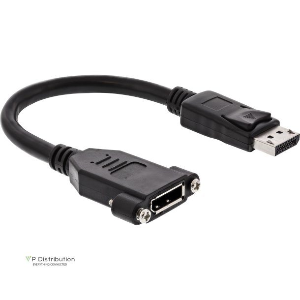InLine&reg; DisplayPort male to female with flange cable 0.2m, black