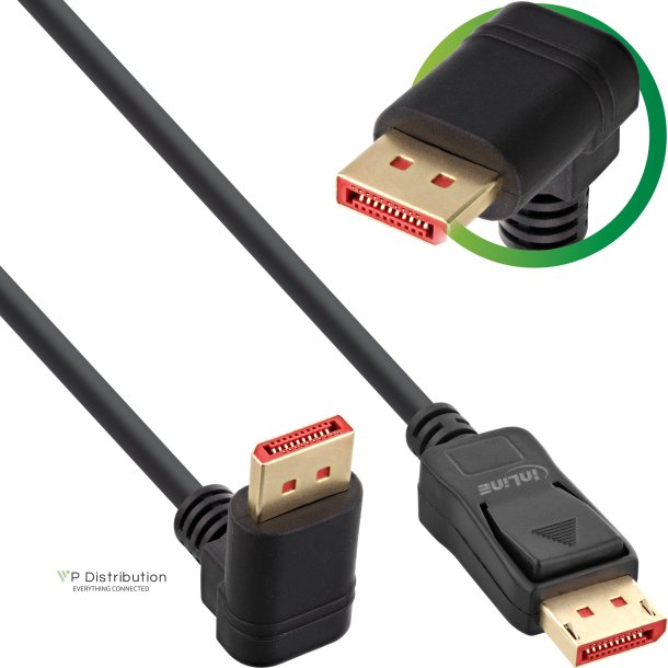 InLine&reg; DisplayPort 1.4 cable, 8K4K, downward angled, black/gold, 2m