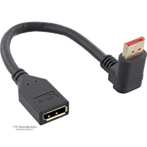 InLine&reg; DisplayPort 1.4 adapter cable M/F, 8K4K, upward angled, black/gold, 0.15m