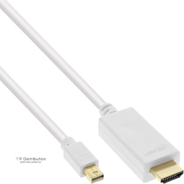 InLine&reg; Mini DisplayPort to HDMI converter cable with audio, 4K/60Hz, white, 0.5m