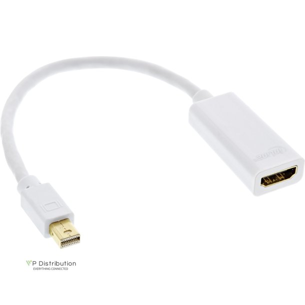 InLine&reg; Mini DisplayPort HDMI Adaptor with Audio, mini DisplayPort male to HDMI female, 4K/60Hz, white, 0.15m