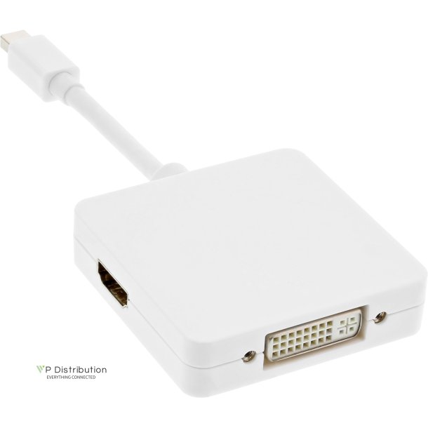 InLine&reg; Mini DisplayPort to HDMI / DVI / DisplayPort Adapter Cable white