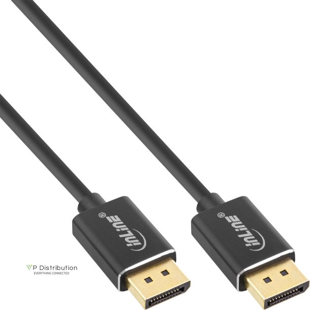 InLine&reg; DisplayPort 1.4 cable, slim, 8K4K, black, gold, 1m