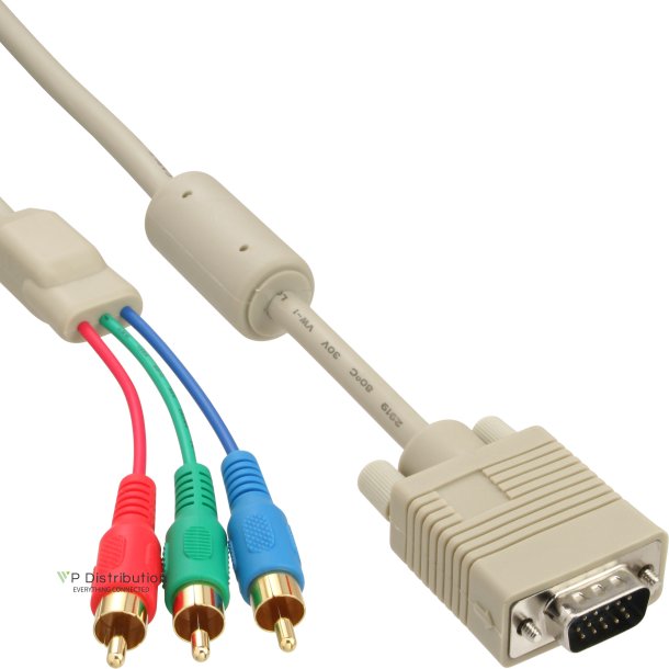 InLine&reg; VGA RGB Cable VGA male to 3x RCA male 2m