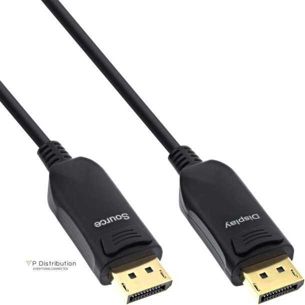 InLine DisplayPort 1.4 AOC cable active, 8K4K, black, gold, 25m