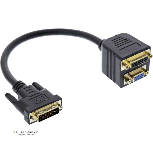 InLine&reg; DVI-I Adapter Cable DVI-I male to DVI-I female + S-VGA female