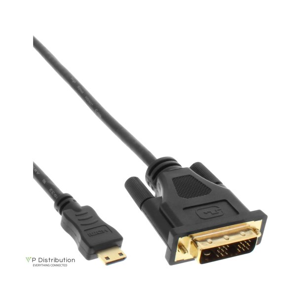 InLine&reg; Mini-HDMI to DVI Cable HDMI C male to DVI 18+1 male gold plated 2m