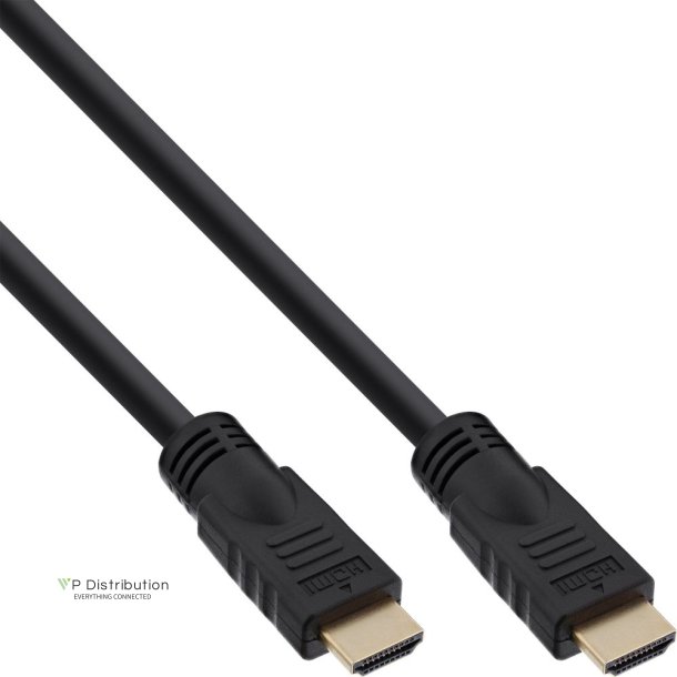 InLine High Speed HDMI Cable with Ethernet male to male gold plated black 0.5m