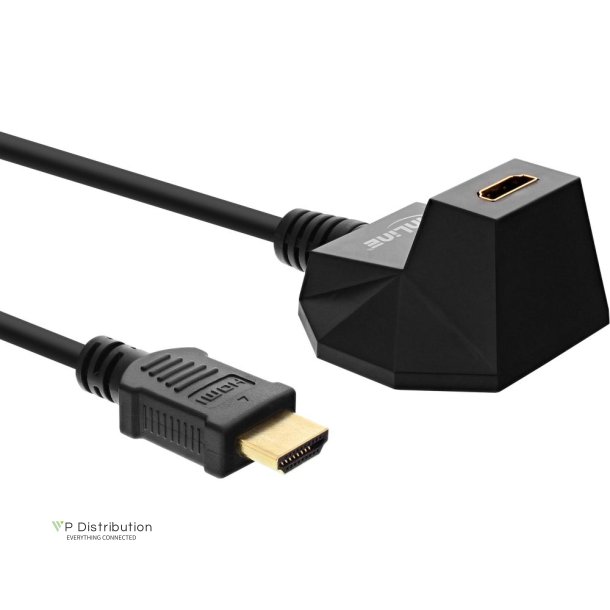 InLine HDMI Station, High Speed HDMI Cable with Ethernet, M/F, black, golden contacts, 2m