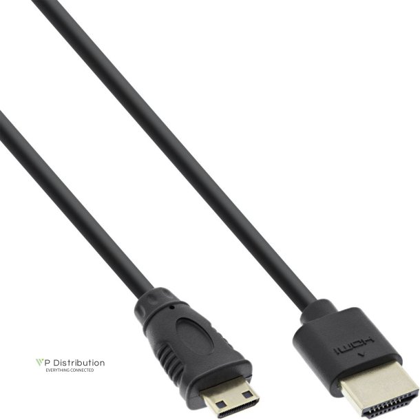 InLine High Speed HDMI Cable with Ethernet Type A to C male super slim black / gold 1m