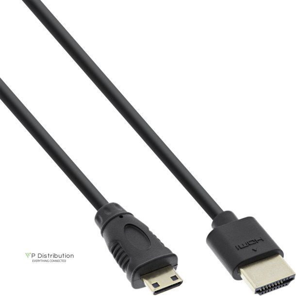 InLine&reg; High Speed HDMI Cable with Ethernet Type A to C male super slim black / gold 0.3m