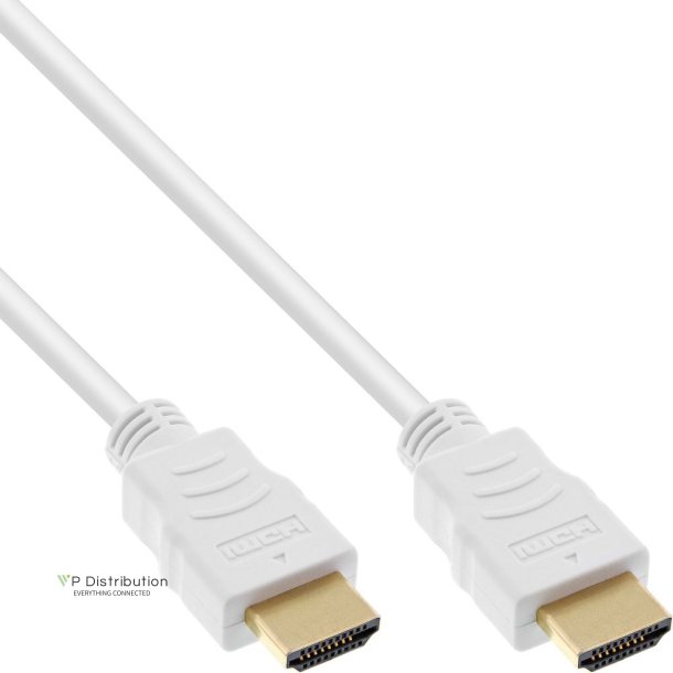 InLine High Speed HDMI Cable with Ethernet male to male gold plated white 1m