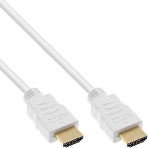 InLine High Speed HDMI Cable with Ethernet male to male gold plated white 3m