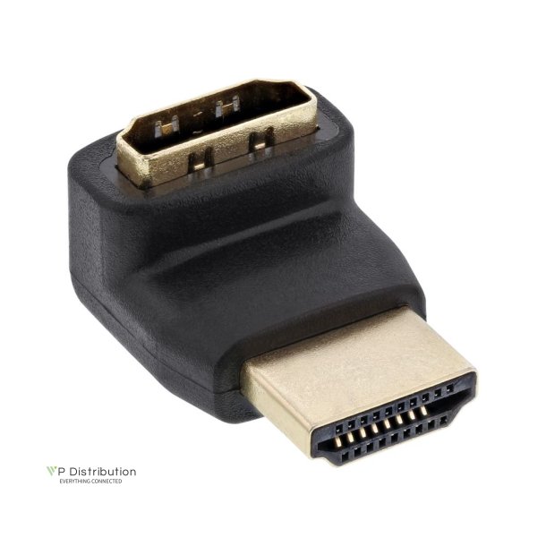 InLine HDMI adaptor, male/female, angled up, golden contacts, 4K2K compatible