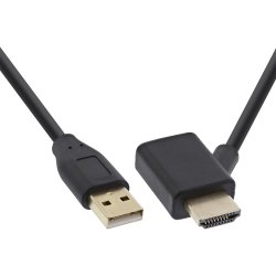 InLine HDMI Adapter M/F with USB-A power injector 0.5m