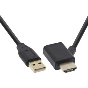 InLine HDMI Adapter M/F with USB-A power injector 0.5m
